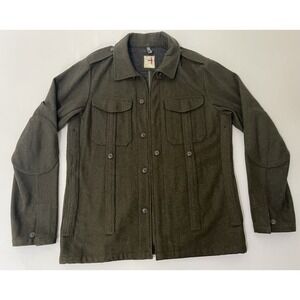 Relwen Wool Blend Field Jacket Green Military Utility Coat‎ Mens Medium